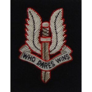 Hand-Embroidered Blazer Badge: Special Air Services Who Dares Win Army Military Armed Force