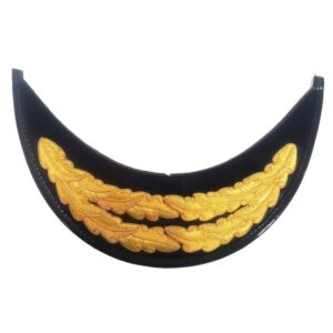 Two Row Gold Royal Navy Oak Leaf Peak On Black