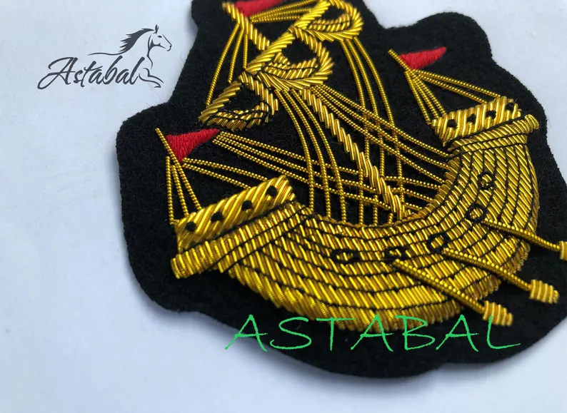 Lymphoid Blazer Badge Bullion Wire Hand Embroidered Royal Blazer Patch , Sew on, Pocket size, lymphad patch - Image 3