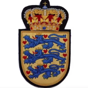 Denmark Coat of Arms Bullion Wire Hand Embroidered Badge , Sew On , pocket size