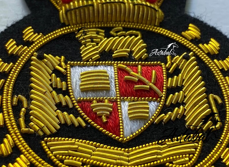 Vintage Style Blazer Badge Bullion Wire Hand Embroidered Royal Blazer Patch , Sew on, Pocket size - Image 5