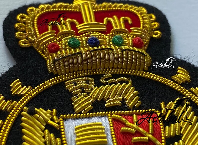 Vintage Style Blazer Badge Bullion Wire Hand Embroidered Royal Blazer Patch , Sew on, Pocket size - Image 3