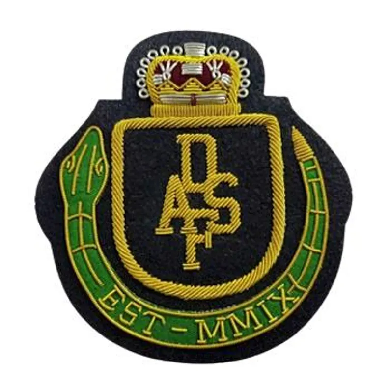 Vintage Blazer Badge Bullion Wire Hand Embroidered Royal Blazer Patch , Sew on, Pocket size