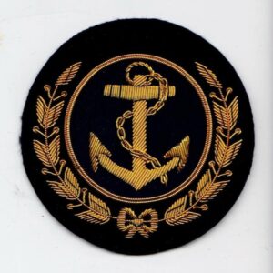 Navy Bullion Wire Hand Embroidered Badge , Sew On , Anchor Patch