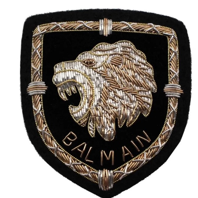 Vintage Hand Embroidered Bullion Wire Blazer Badge, Sew on, Pocket Size, for coat jeans etc