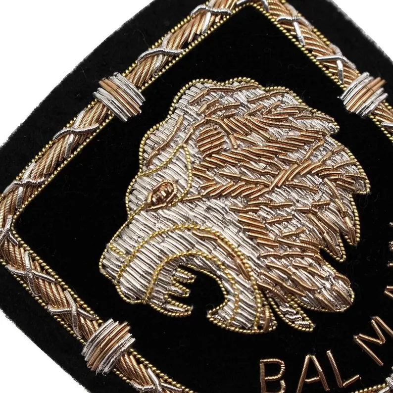 Vintage Hand Embroidered Bullion Wire Blazer Badge, Sew on, Pocket Size, for coat jeans etc - Image 2