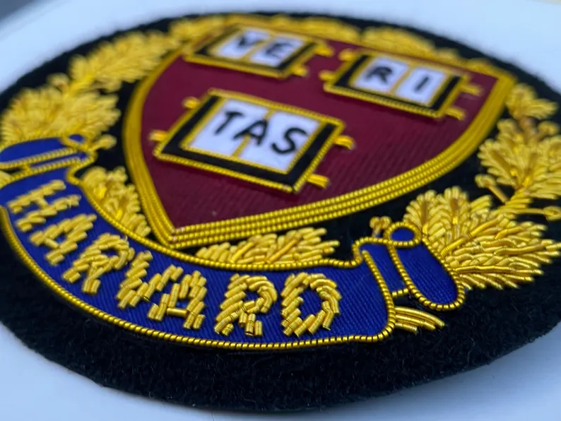 Harvard University Hand Embroidered Bullion Wire Blazer Badge ,Harvard University patch, sew on , pocket size - Image 2