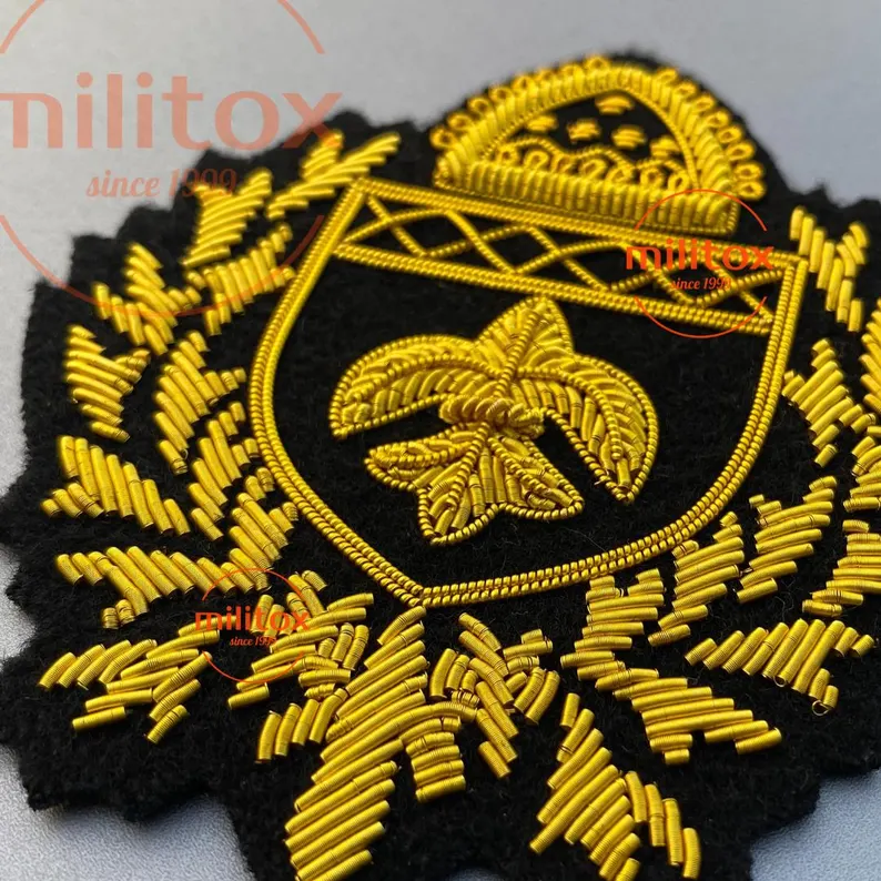 Vintage Hand Embroidered Bullion Wire Blazer Badge, Sew on, Pocket Size, for coat jeans ets