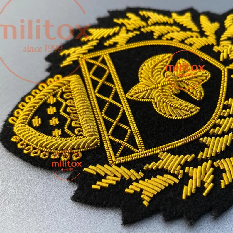 Vintage Hand Embroidered Bullion Wire Blazer Badge, Sew on, Pocket Size, for coat jeans ets - Image 2