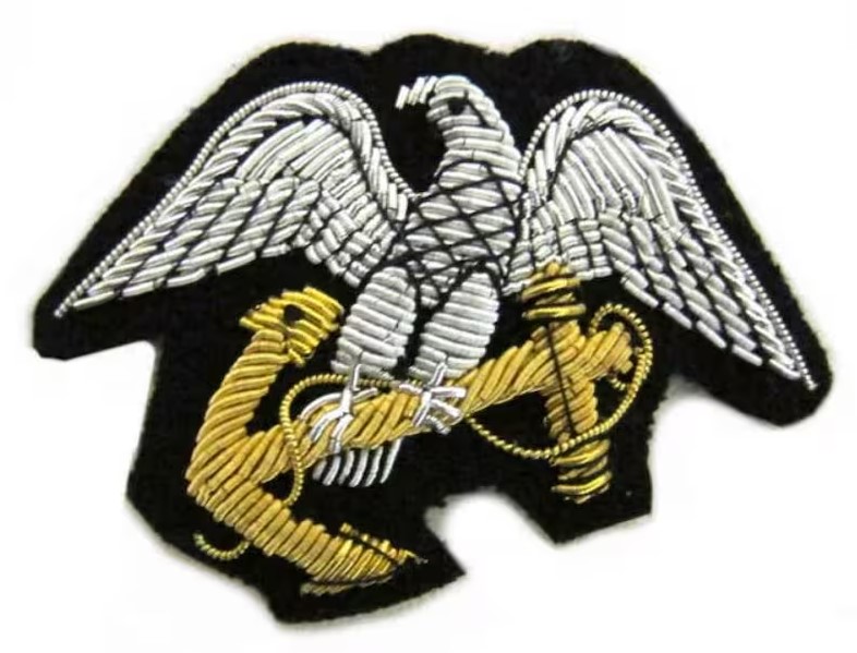 Vintage Navy Hand Embroidered Bullion Wire Blazer Badge, Sew on, Pocket Size, - Image 2