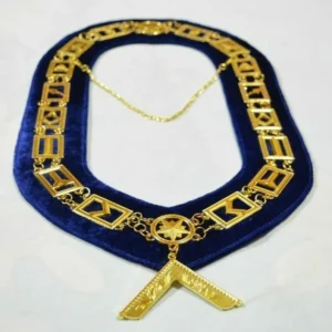 MASONIC Blue Lodge Chain collar With Free Worshipful Master Officer Jewel Gold