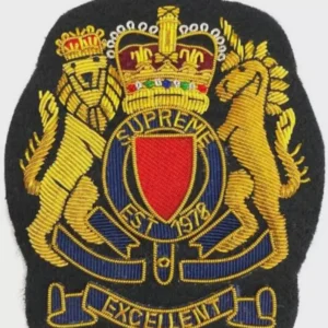 Classic Vintage Hand Embroidered Bullion Wire Blazer Badge , Sew on backing, Pocket Size, Vintage Fashion Patch