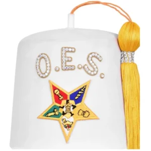 OES Fez Hat - HALF White off white cream color With Yellow Tassel