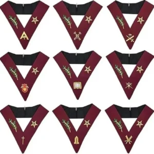 Masonic Blue Lodge 14th Degree Collars- Set of 9 collars Machine Embroidered
