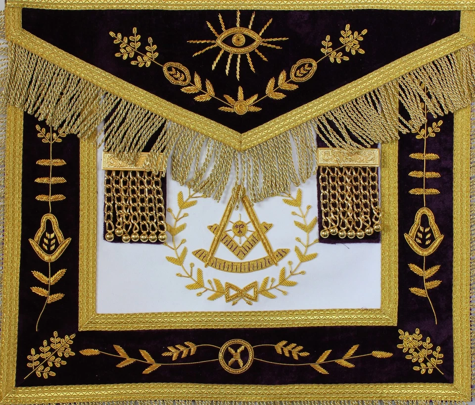 APRON MASONIC HAND EMBROIDERED GRAND LODGE PAST MASTER APRON PURPLE - Image 2