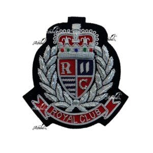 Royal Club Blazer Badge Bullion Wire Hand Embroidered Royal Blazer Patch , Sew on, Pocket size