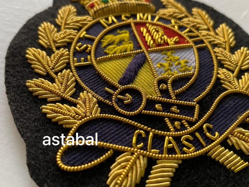 Vintage Blazer Badge Bullion Wire Hand Embroidered Royal Blazer Patch , Sew on, Pocket size - Image 2