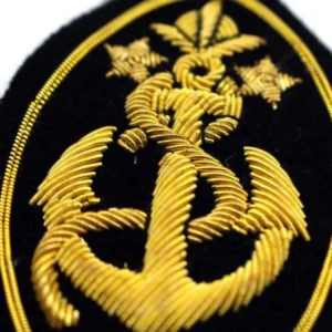 Anchor Shape Bullion Wire Hand Embroidered Badge , Sew On Available In Different Sizes