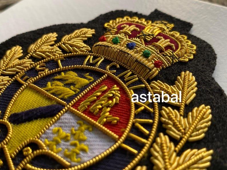 Vintage Blazer Badge Bullion Wire Hand Embroidered Royal Blazer Patch , Sew on, Pocket size - Image 3