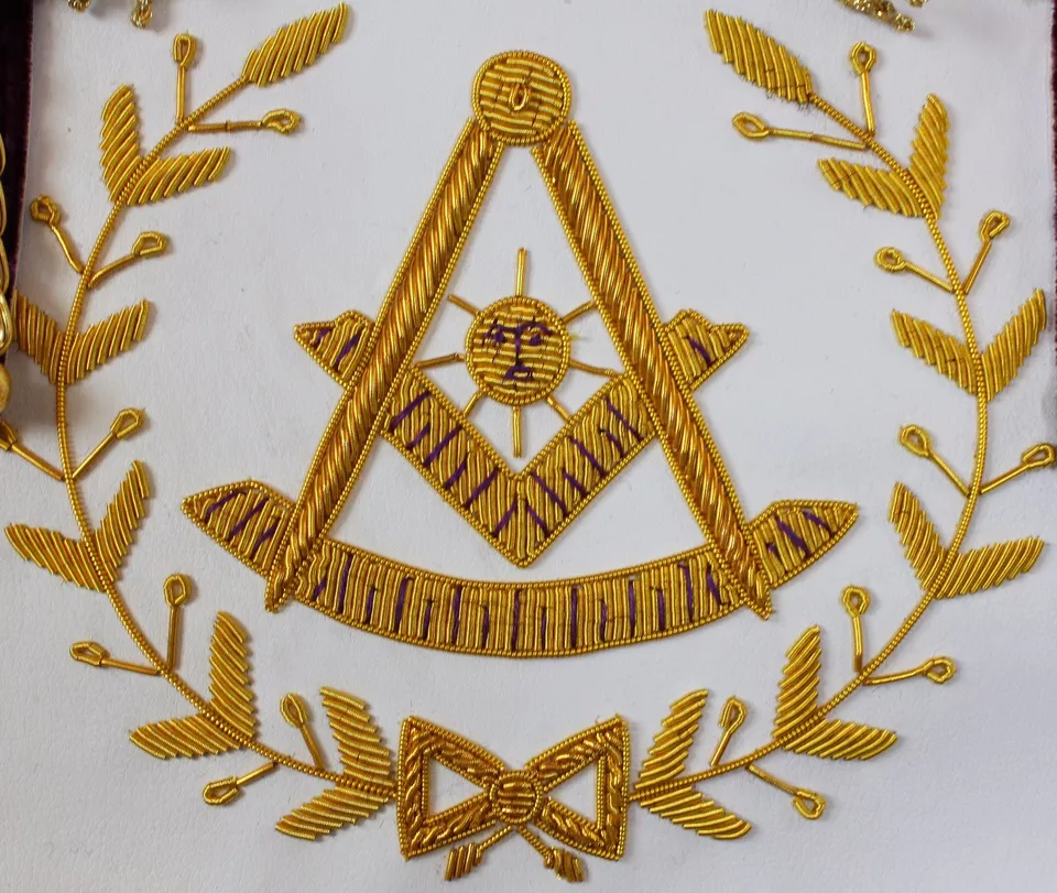 APRON MASONIC HAND EMBROIDERED GRAND LODGE PAST MASTER APRON PURPLE - Image 4