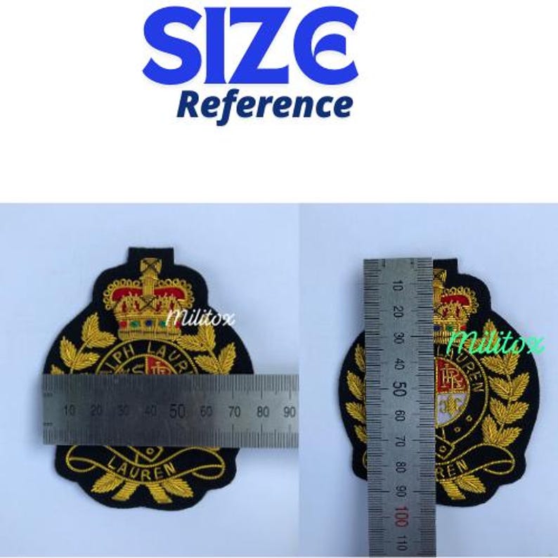 Vintage Blazer Badge Bullion Wire Hand Embroidered Royal Blazer Patch , Sew on, Pocket size - Image 4