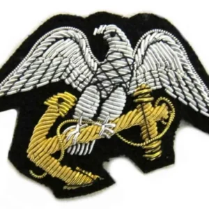 USA Navy Vintage Blazer Badge Bullion Wire Hand Embroidered Royal Blazer Patch , Sew on, Pocket size, Vintage navy patch