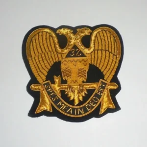 32 Degree Blazer Badge Bullion Wire Hand Embroidered Royal Blazer Patch , Sew on, Pocket size