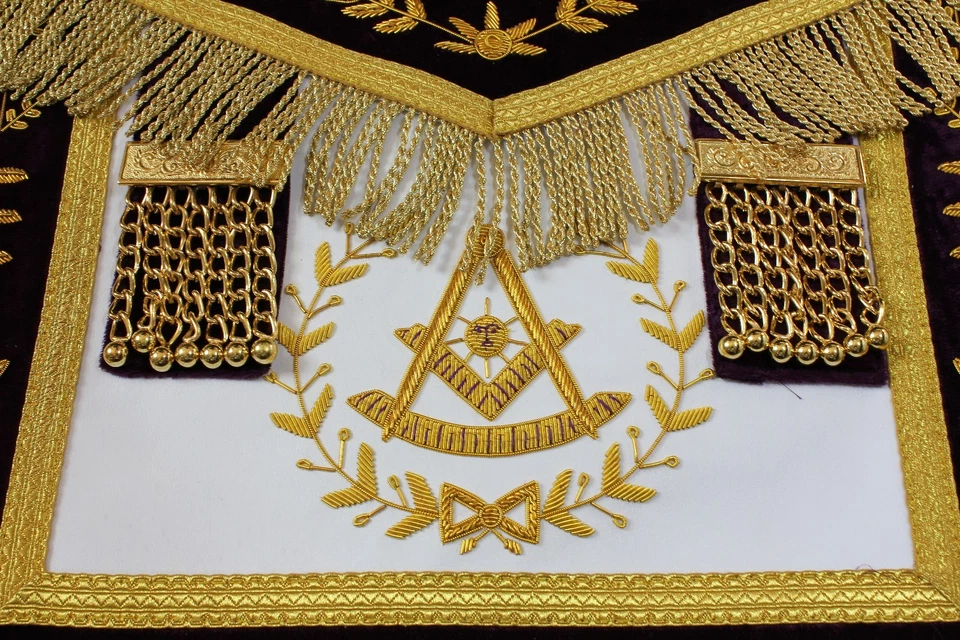 APRON MASONIC HAND EMBROIDERED GRAND LODGE PAST MASTER APRON PURPLE