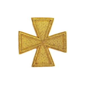 Premium Quality Cross Bullion Wire Hand Embroidered Patch , Sew on