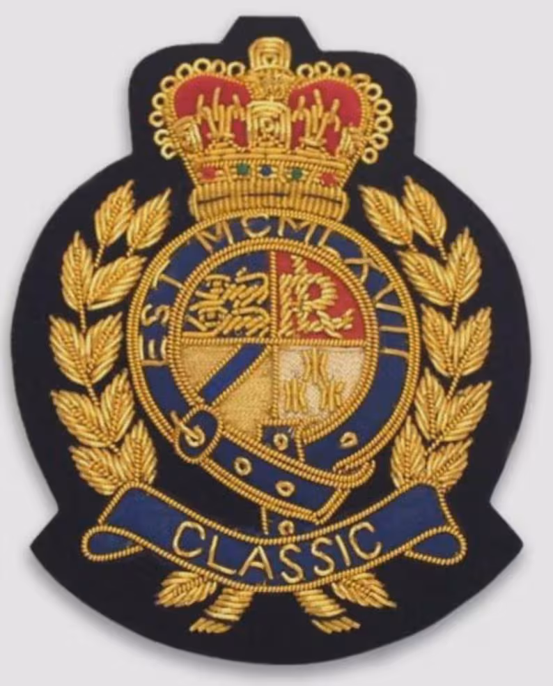 Vintage Blazer Badge Bullion Wire Hand Embroidered Royal Blazer Patch , Sew on, Pocket size, classic fashion Option Available Fast Shipping - Image 2