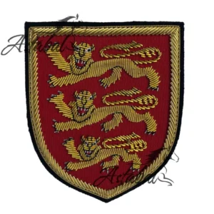 3Lions Crest Blazer Badge Bullion Wire Hand Embroidered Royal Blazer Patch , Sew on, Pocket size, three Lions Coat of arms,