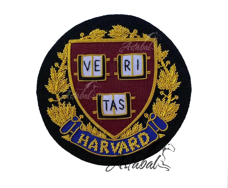 Harvard University Hand Embroidered Bullion Wire Blazer Badge ,Harvard University patch, sew on , pocket size