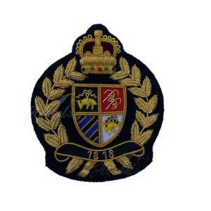 1818 Hand Embroidered Bullion Wire Royal Blazer Badge , Sew on, Pocket size, Patch for coat