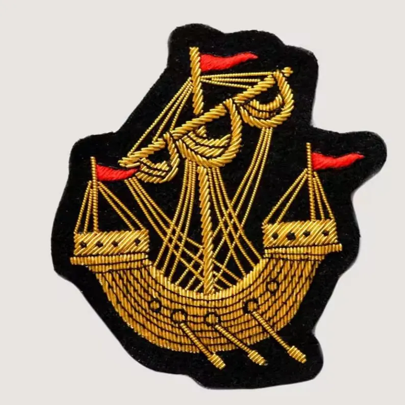 Lymphoid Blazer Badge Bullion Wire Hand Embroidered Royal Blazer Patch , Sew on, Pocket size, lymphad patch