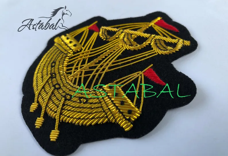 Lymphoid Blazer Badge Bullion Wire Hand Embroidered Royal Blazer Patch , Sew on, Pocket size, lymphad patch - Image 2