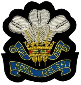 Royal Welsh Regiment Wire Embroidered Bullion Blazer Badge - Military