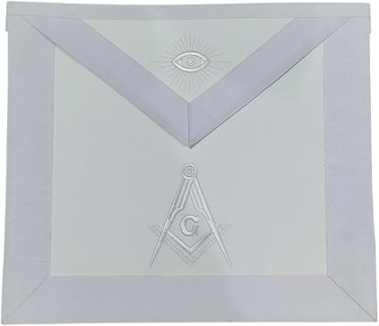 White machine embroidered faux leather masonic master mason apron