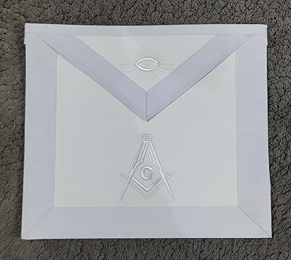 White machine embroidered faux leather masonic master mason apron - Image 2