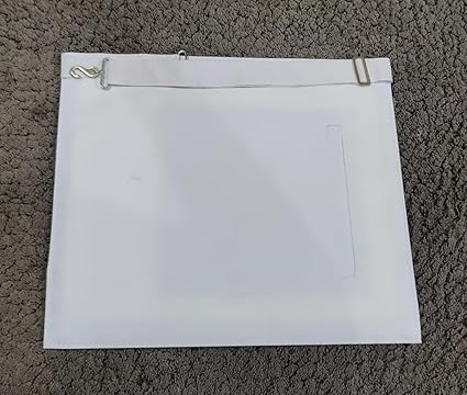 White machine embroidered faux leather masonic master mason apron - Image 3