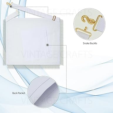 Masonic Master Grand Blue Lodge Collar and Apron Set Embroidered Freemason Regalia with Gold-Plated Square and Compass Design - Image 6